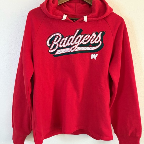 Wisconsin Badgers Red Hoodie Sweatshirt Fanatics Women’s Large - Picture 3 of 7